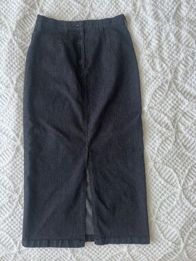 French Dressing Pinstripe Bodycon Maxi Skirt (Stretchy Denim)